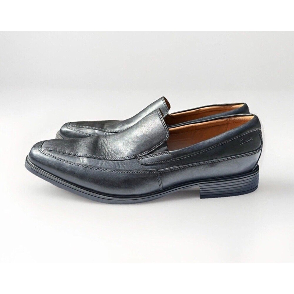 Clarks Tilden Free Men's 13 Black Leather Slip On Loafer OrthoLite 26110312